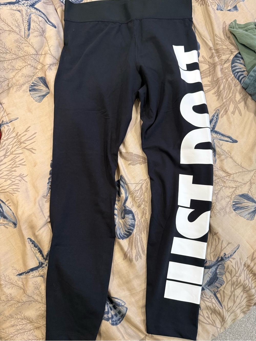 Black Nike Leggings with White Side Graphic